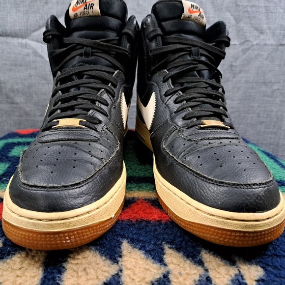 Nike Air Force 1 High Mens Size 10 Black Basketball Shoes Sneakers 315121 - Picture 9 of 13